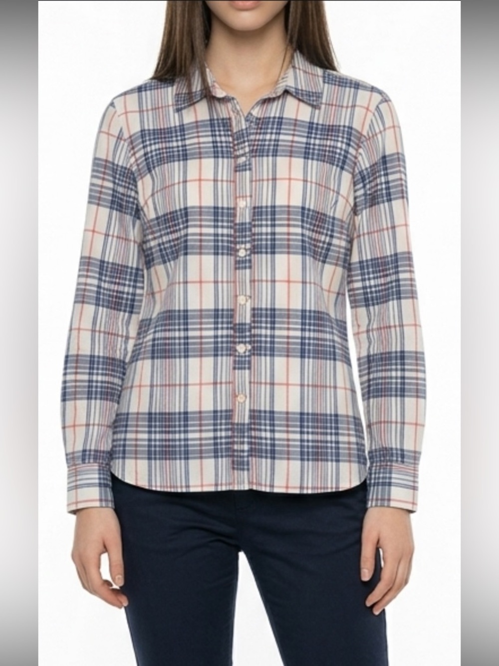 Plaid Button-Down Shirt Medium Petite